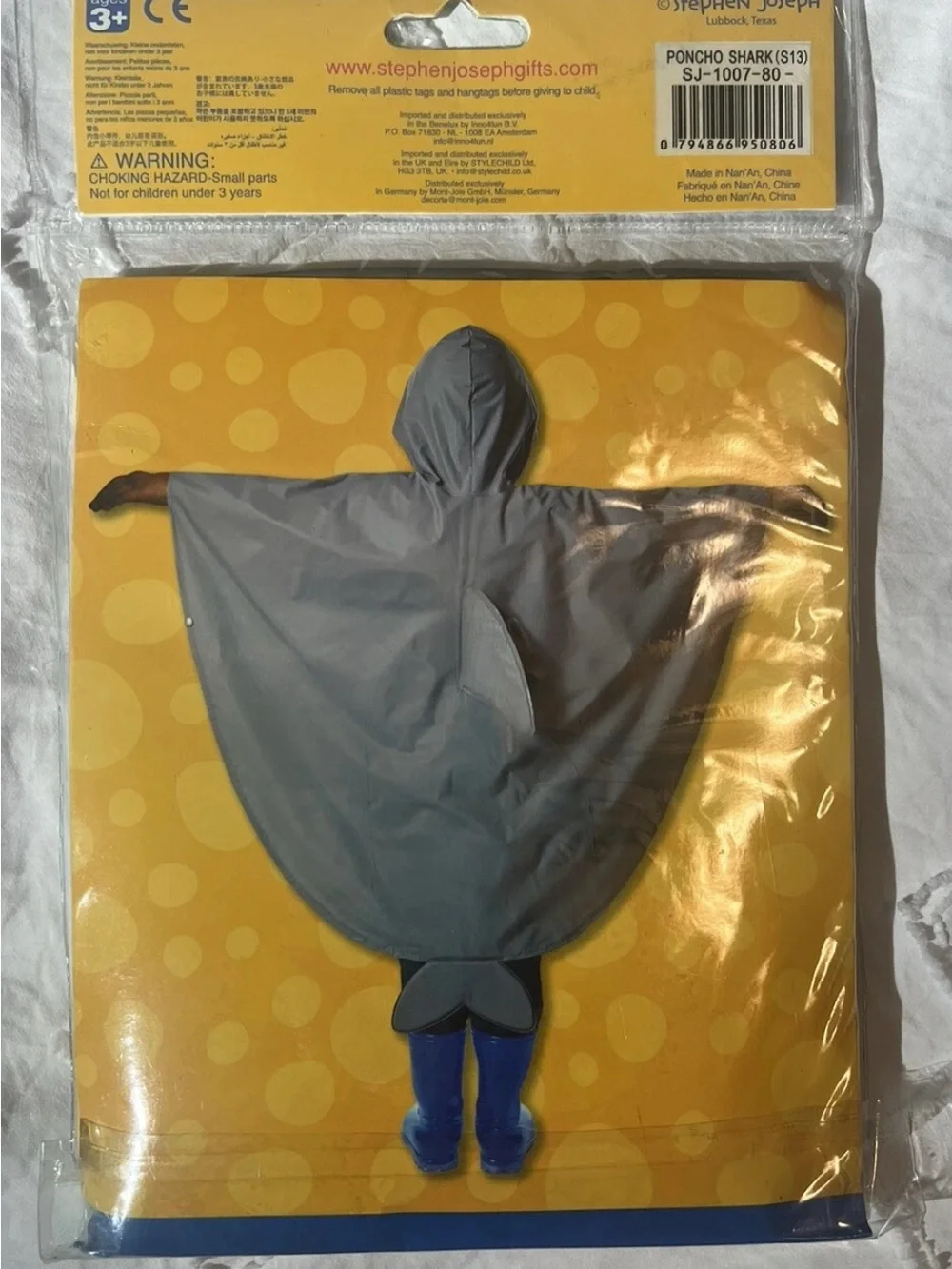 Kids Shark Hooded Poncho Costume - Gray